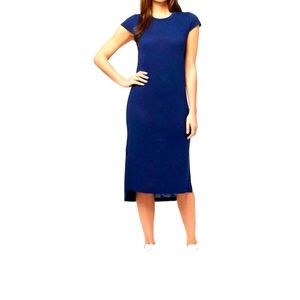 CAP SLEEVE SIDE SLIT MIDI DRESS